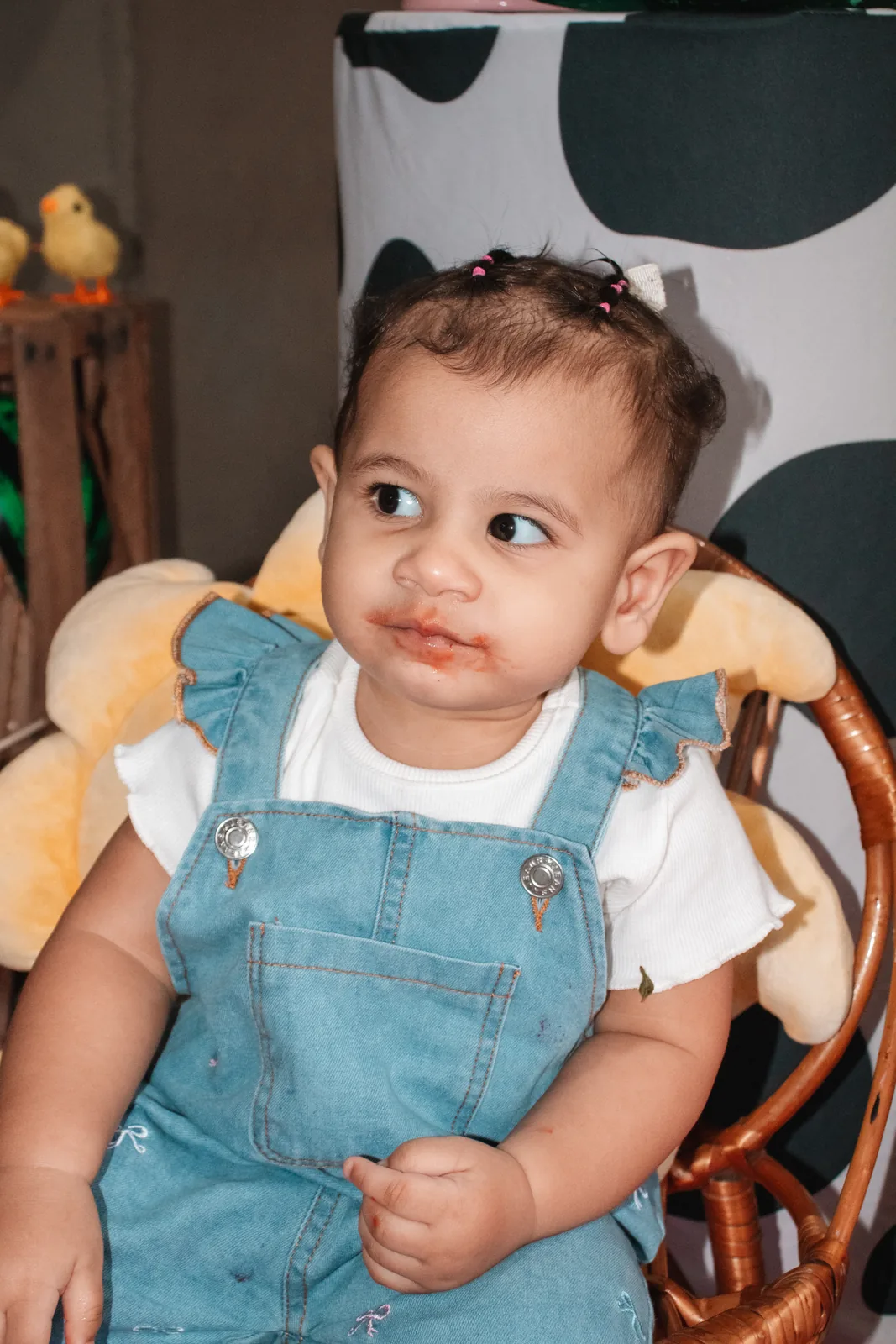 Retrato da aniversariante durante a festa